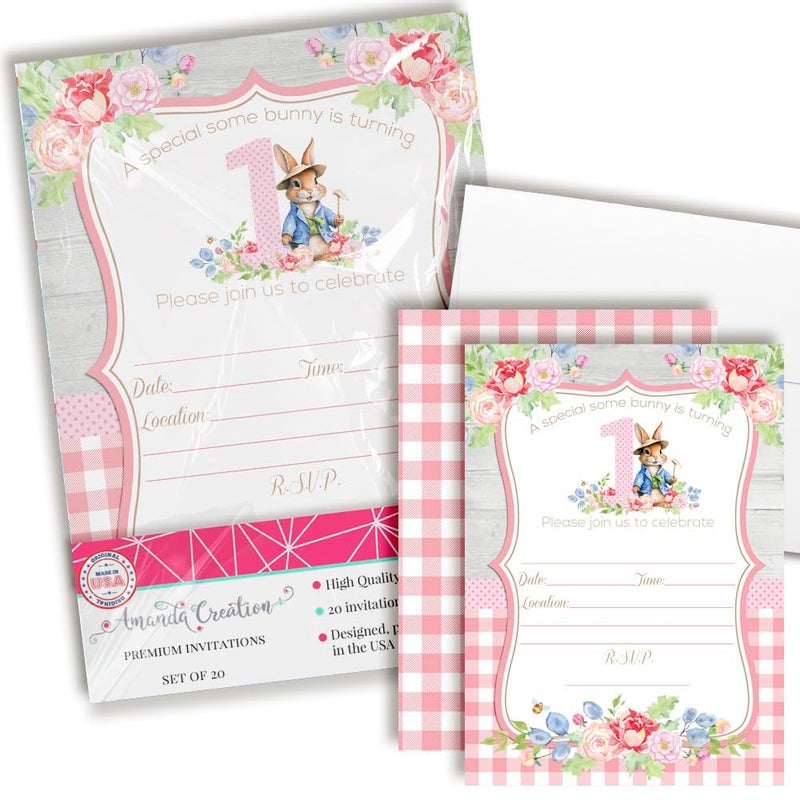 Amanda Creation Little Deer Woodland Birthday Party Invitations for Girls 20 5x7 Fill In Cards with Twenty White Envelopes by AmandaCreation - Image 1